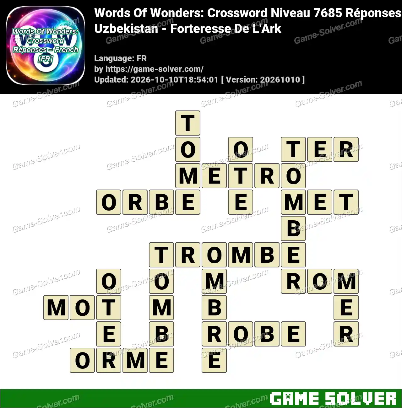 Words Of Wonders: Crossword Niveau 7685 Réponses – Uzbekistan – Forteresse De L’Ark